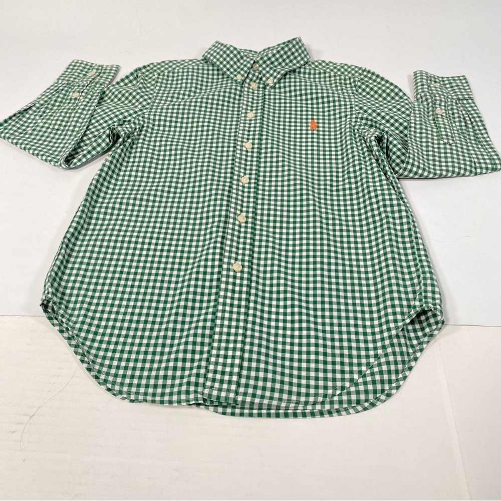 RALPH LAUREN Polo Green Plaid Button Down Long  Sleeve Shirt Boy's Size S(8)